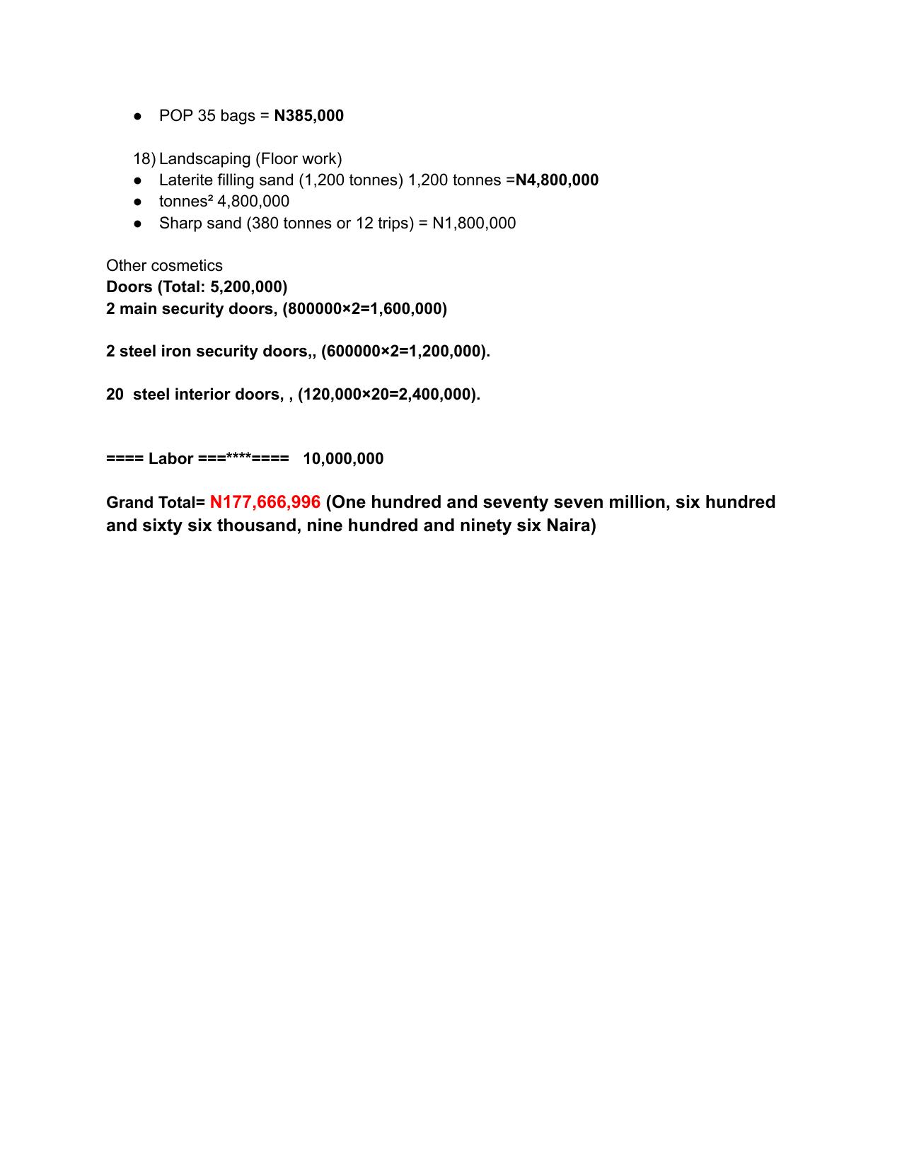 Building estimates page 3